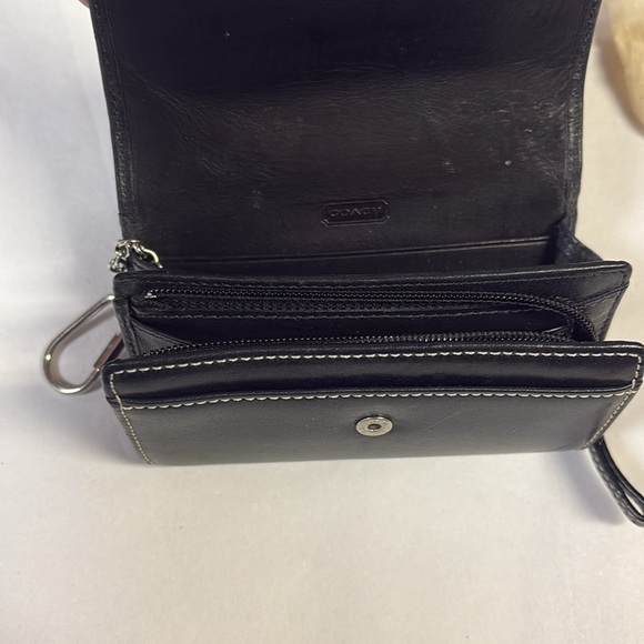 COACH Vintage Leatherware Wallet Coin Case Keychain Black Snap Front - Picture 4 of 5
